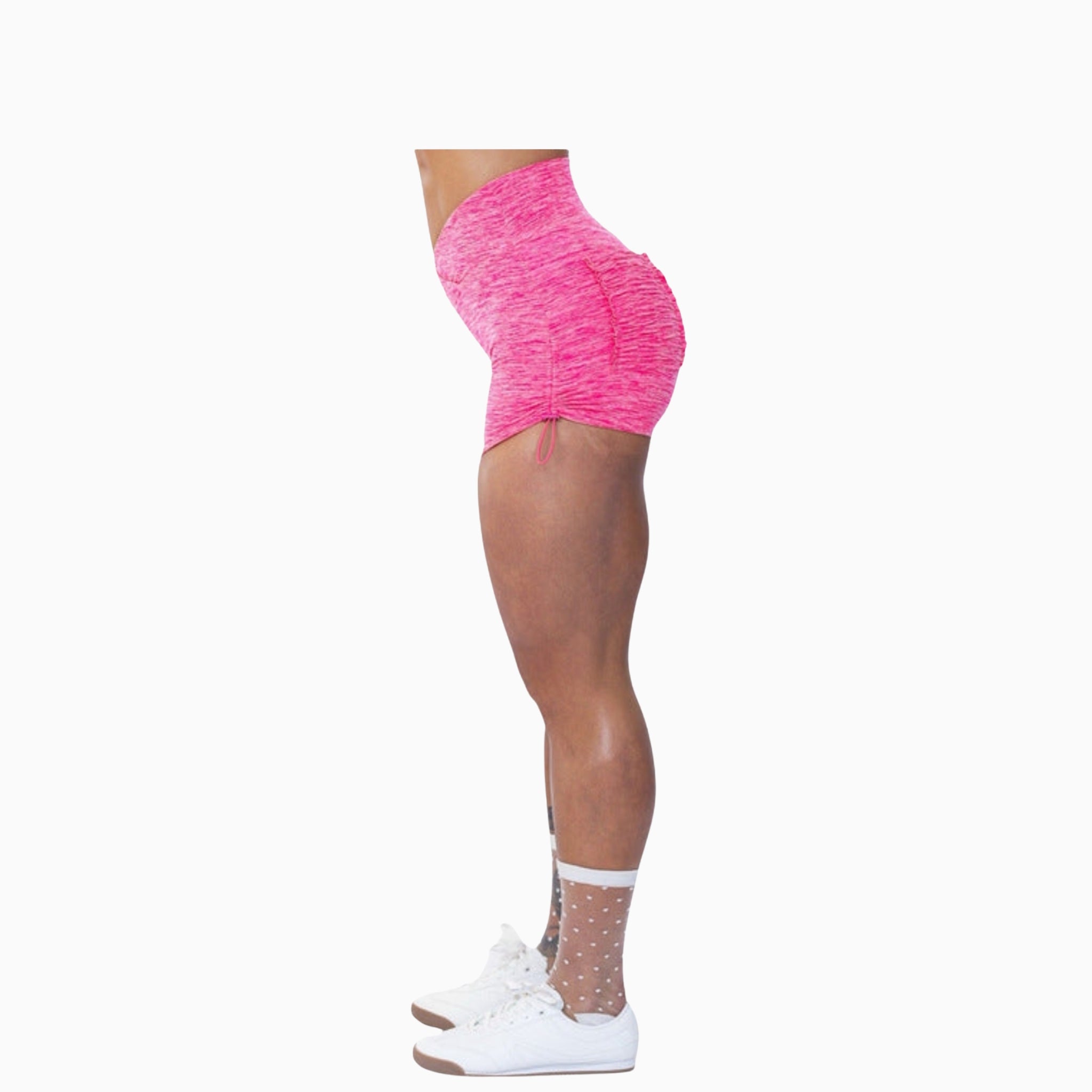 Ruched Pocket Track Shorts - Candy Pop Pink
