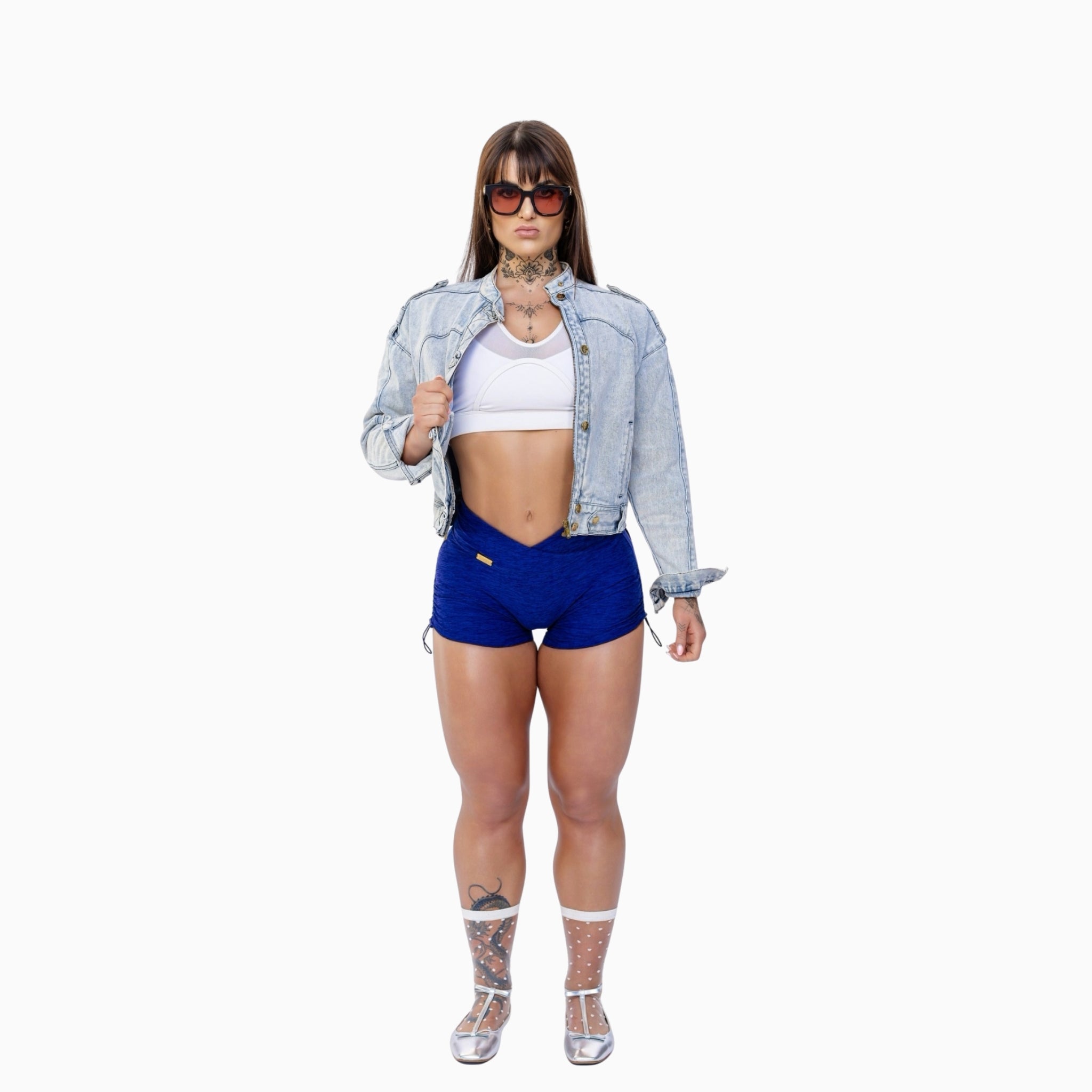 Ruched Pocket Track Shorts - Royal