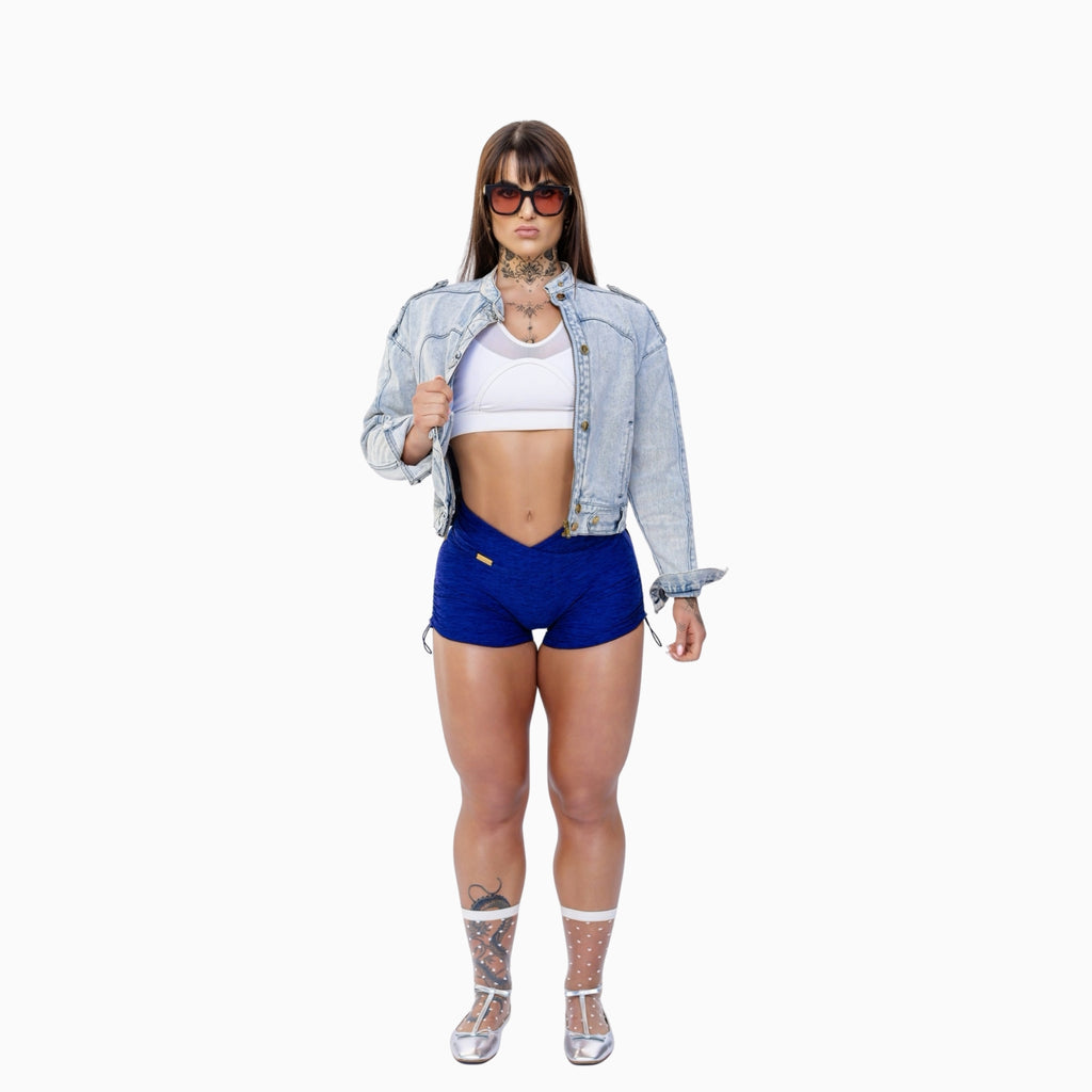 Ruched Pocket Track Shorts - Royal