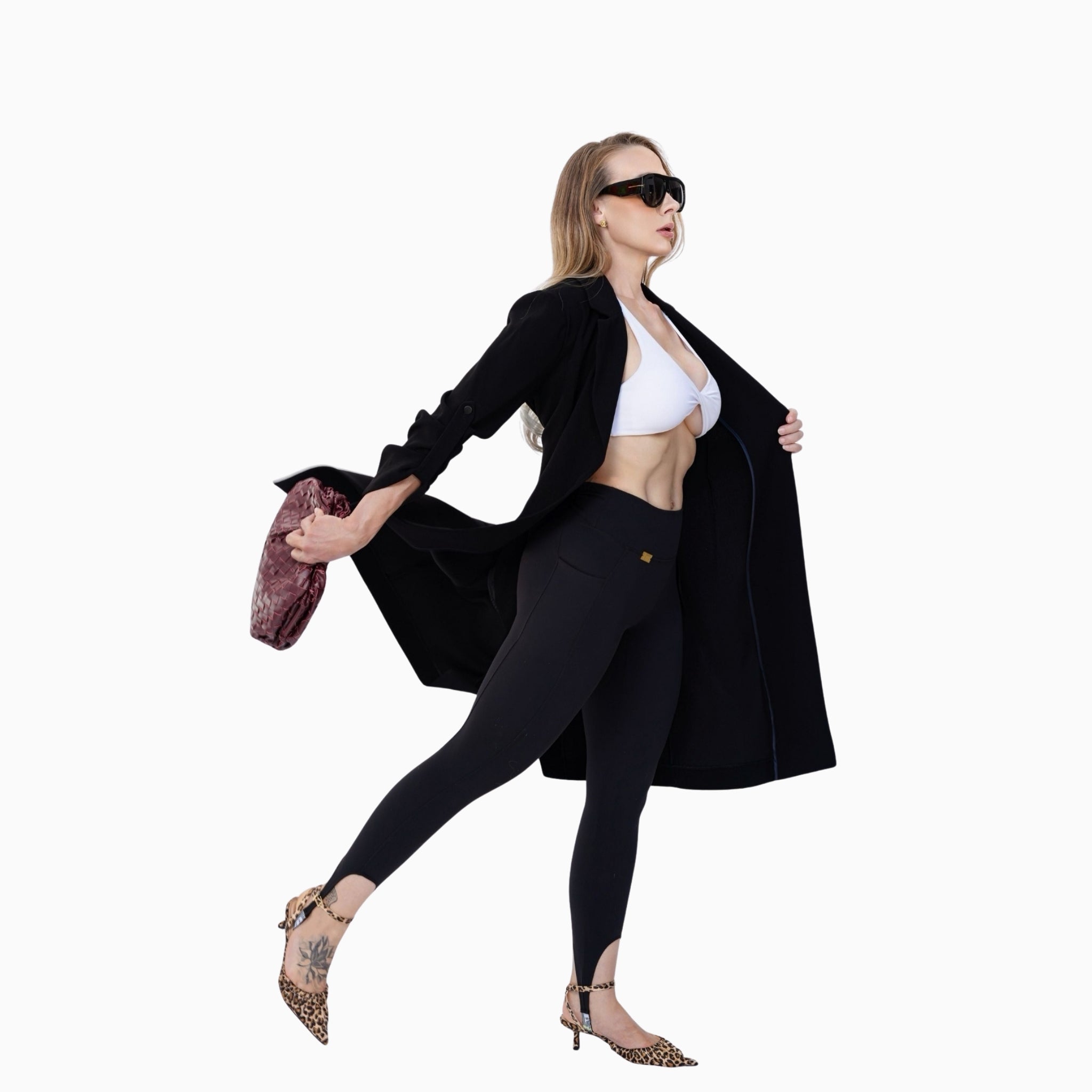 Stride Strap Leggings - Onyx