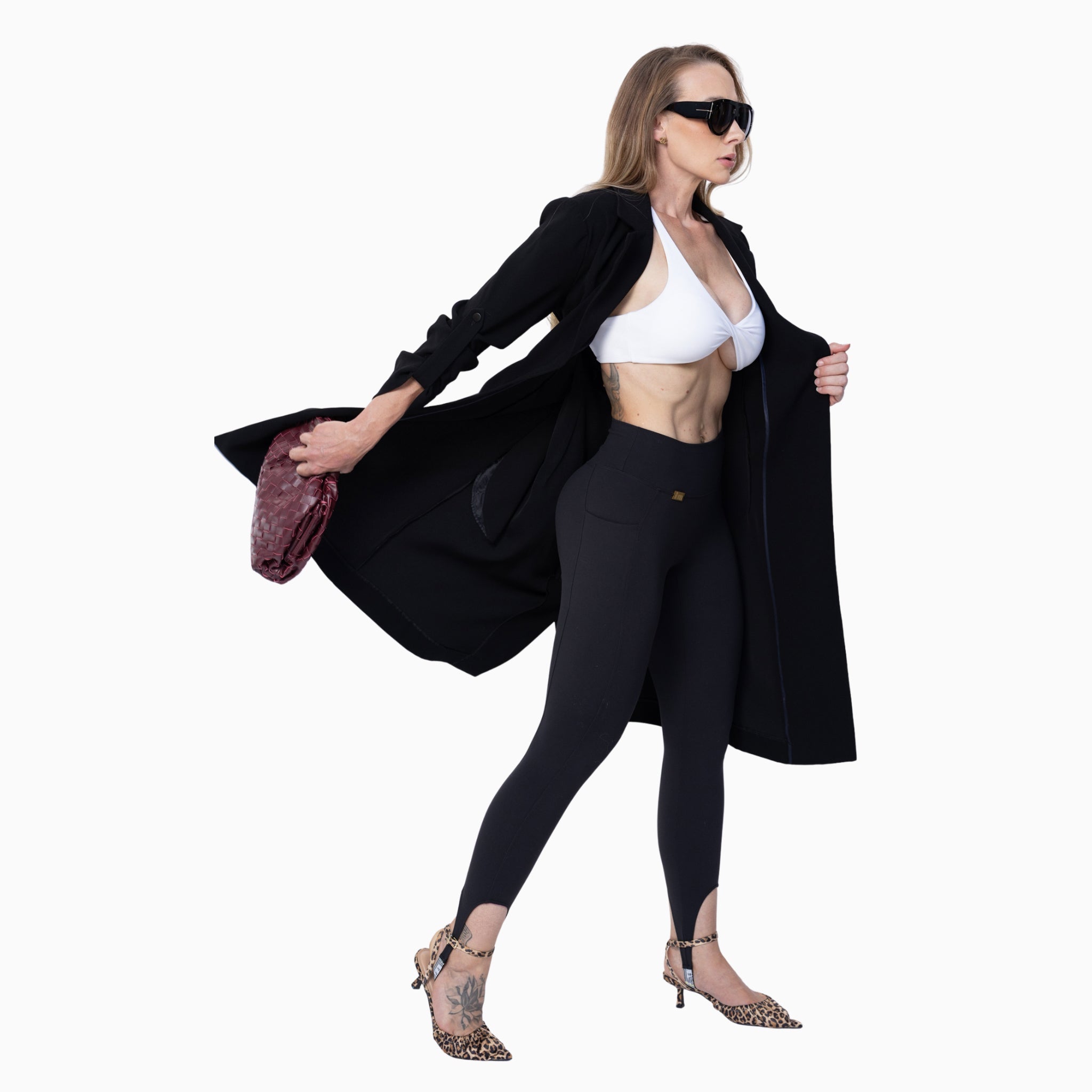 Stride Strap Leggings - Onyx